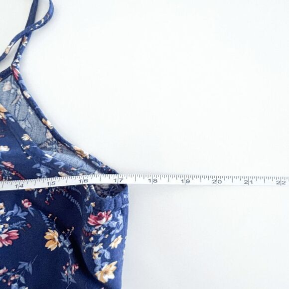 Pink Rose Womens Romper Jumpsuit Sleeveless Floral Print Navy Blue Large - Picture 6 of 8